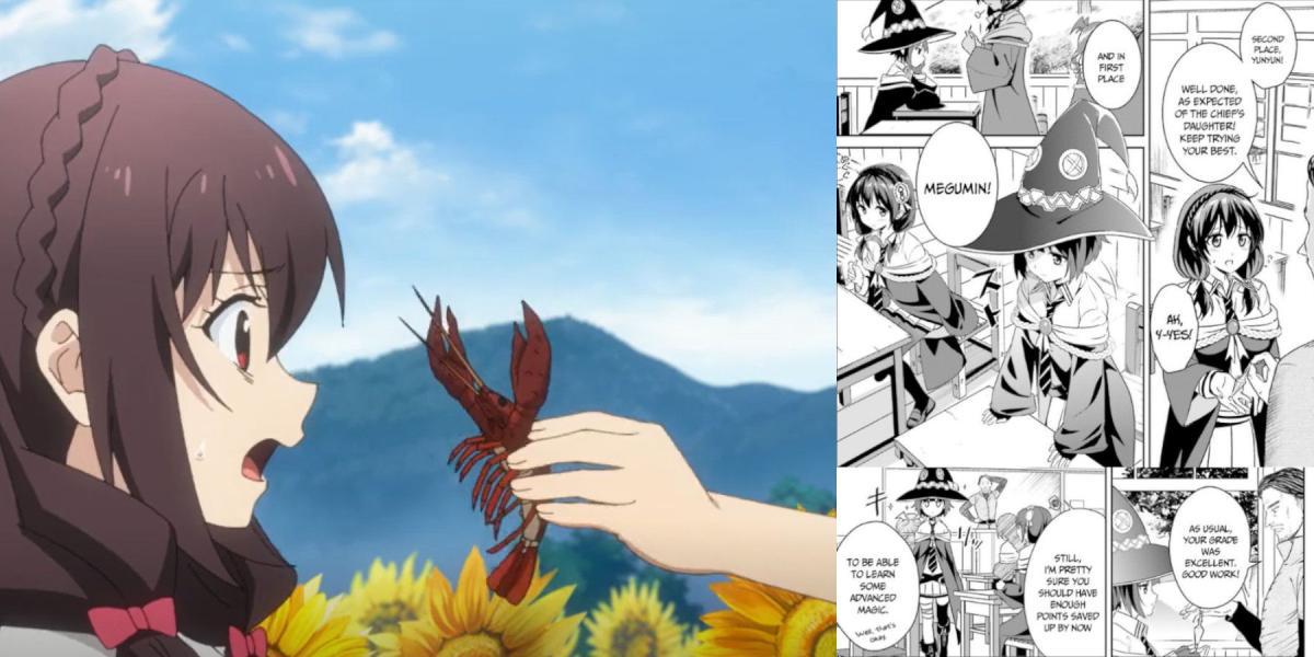 KonoSuba Megumin e o Monstro de Olhos Verdes Megumin e Yunyun anime vs mangá