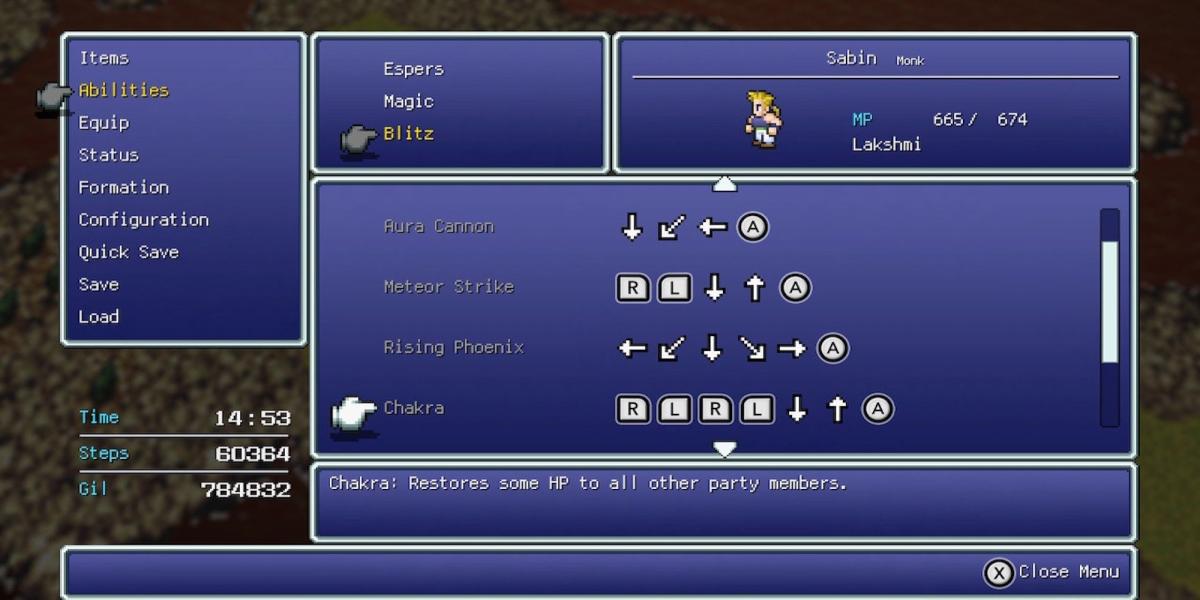 Chakra, a habilidade de Sabin em Final Fantasy 6