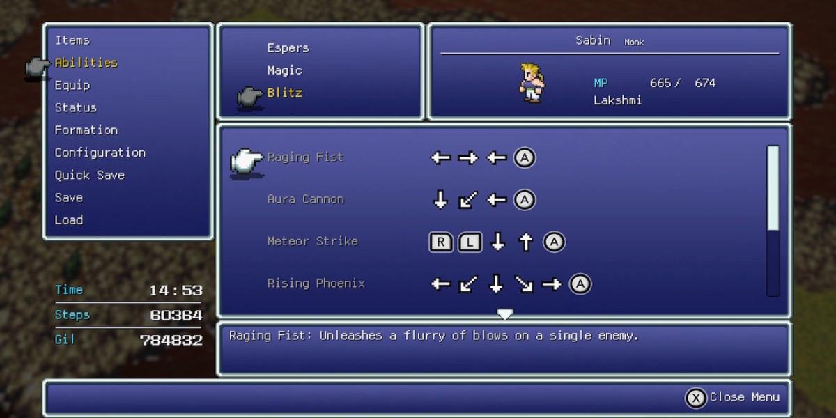 Raging Fist, a habilidade de Sabin em Final Fantasy 6