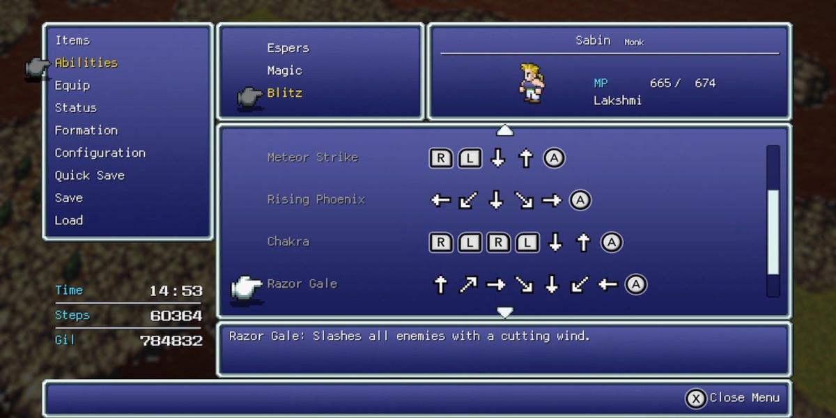 Razor Gale, a habilidade de Sabin em Final Fantasy 6