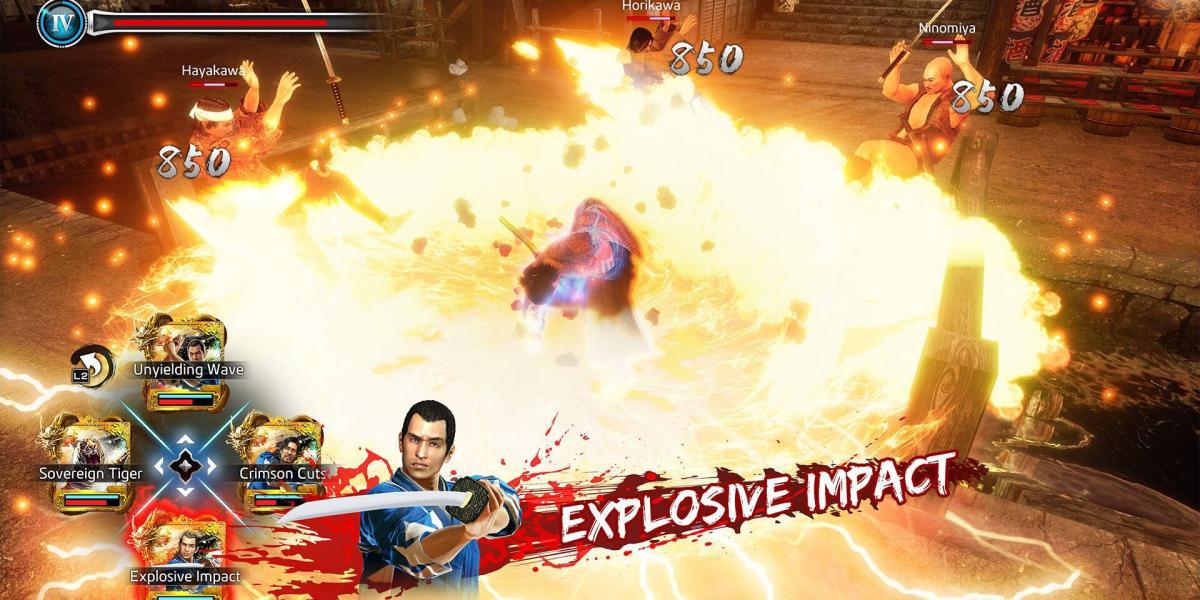 Essência do Impacto Explosivo em Like a Dragon: Ishin