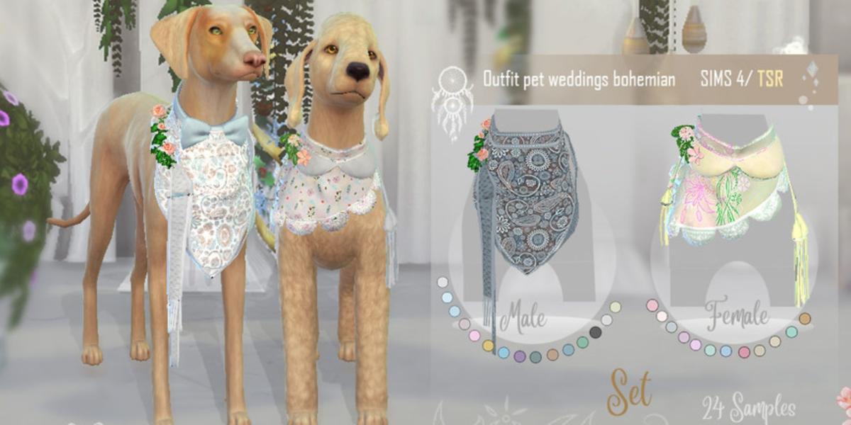 Trajes de casamento para cachorros no The Sims 4