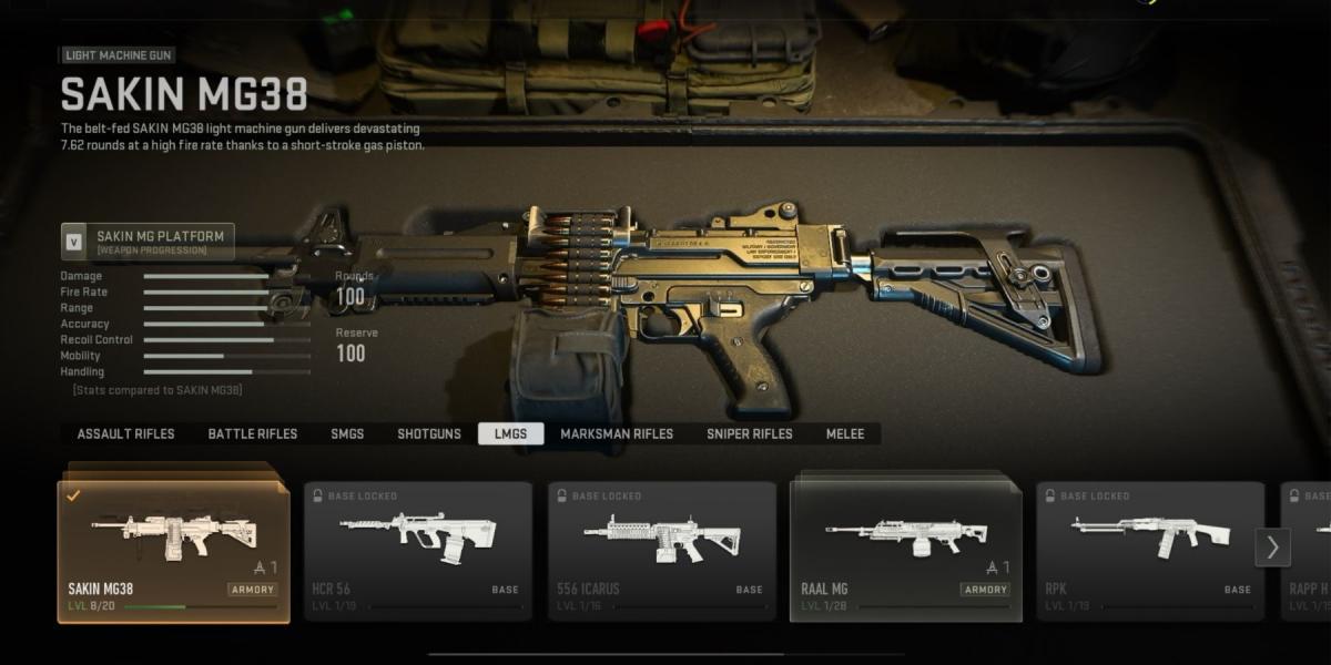Call Of Duty Modern Warfare II (2022) Seleção de armas Sakin MG38