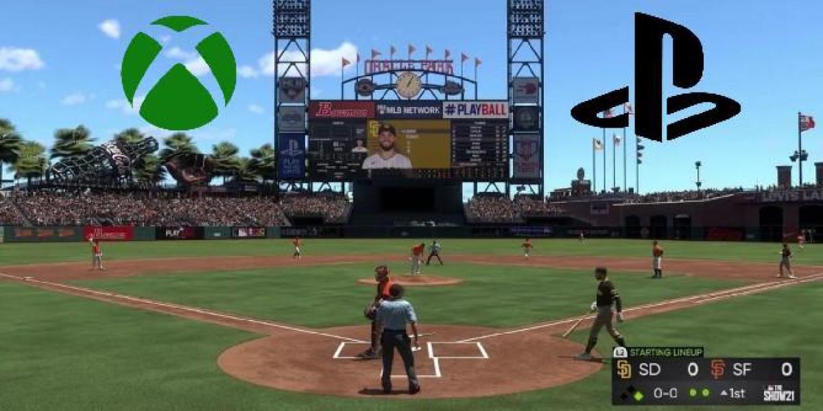 MLB The Show 21 no Xbox inclui logotipos da Sony e PlayStation no vídeo inicial