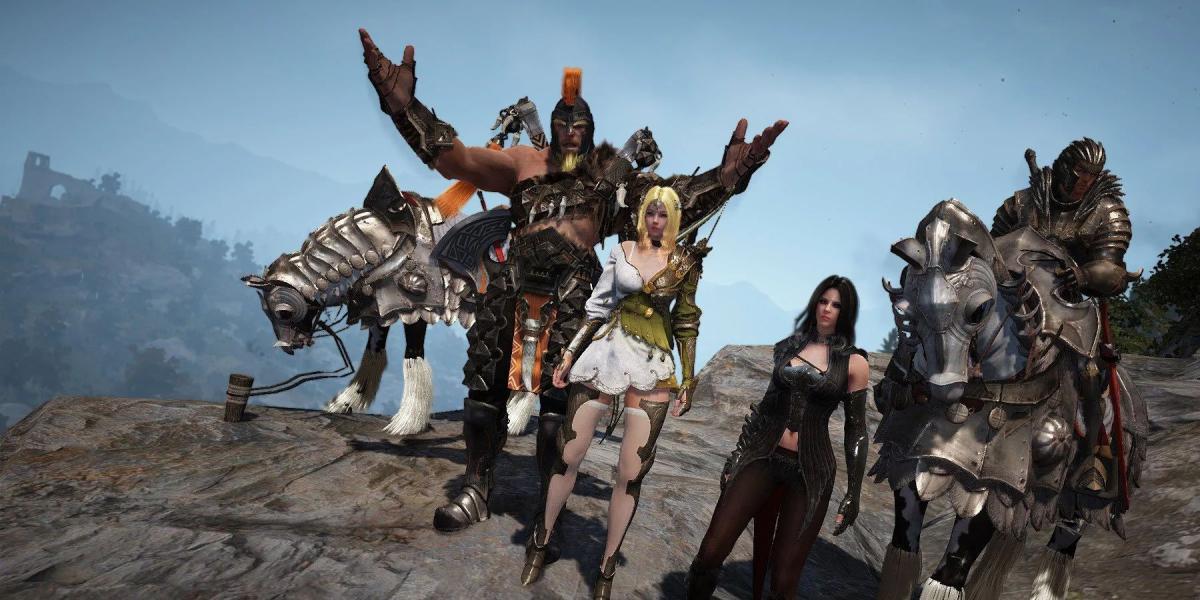 Um grupo de personagens em Black Desert Online