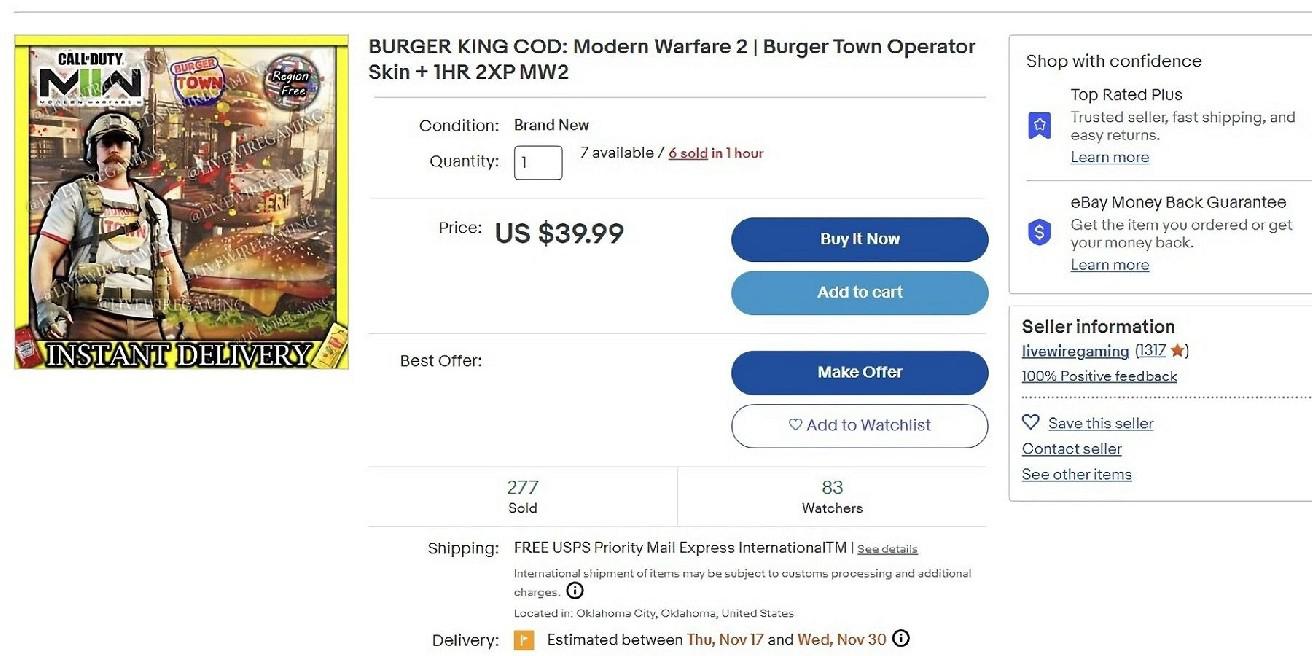 Modern Warfare 2 Burger Town Skin está sendo escalpelado