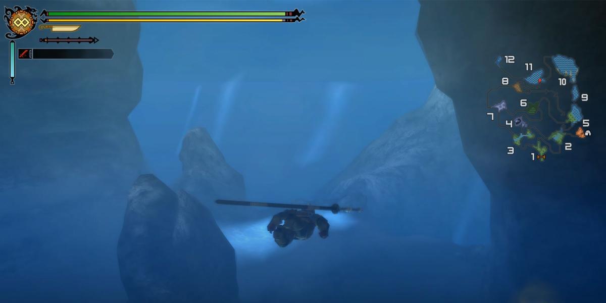 Monster Hunter - Exemplo de Player Underwater em MH3U