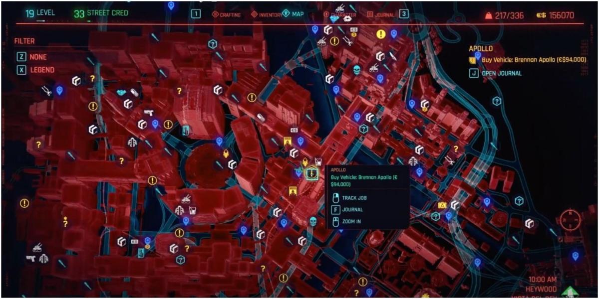 Localização do Cyberpunk 2077 para comprar o Brennan Apollo
