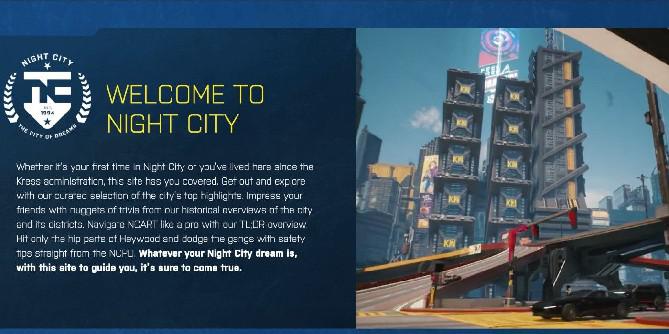 Night City de Cyberpunk 2077 ganha site de turismo