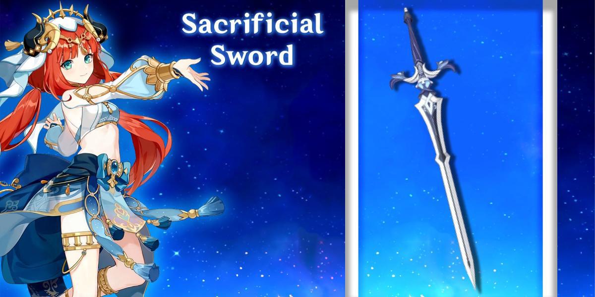 nilou e espada sacrificial em impacto genshin