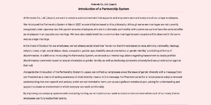 Nintendo of Japan anuncia sistema de parceria para reconhecer casamentos entre pessoas do mesmo sexo