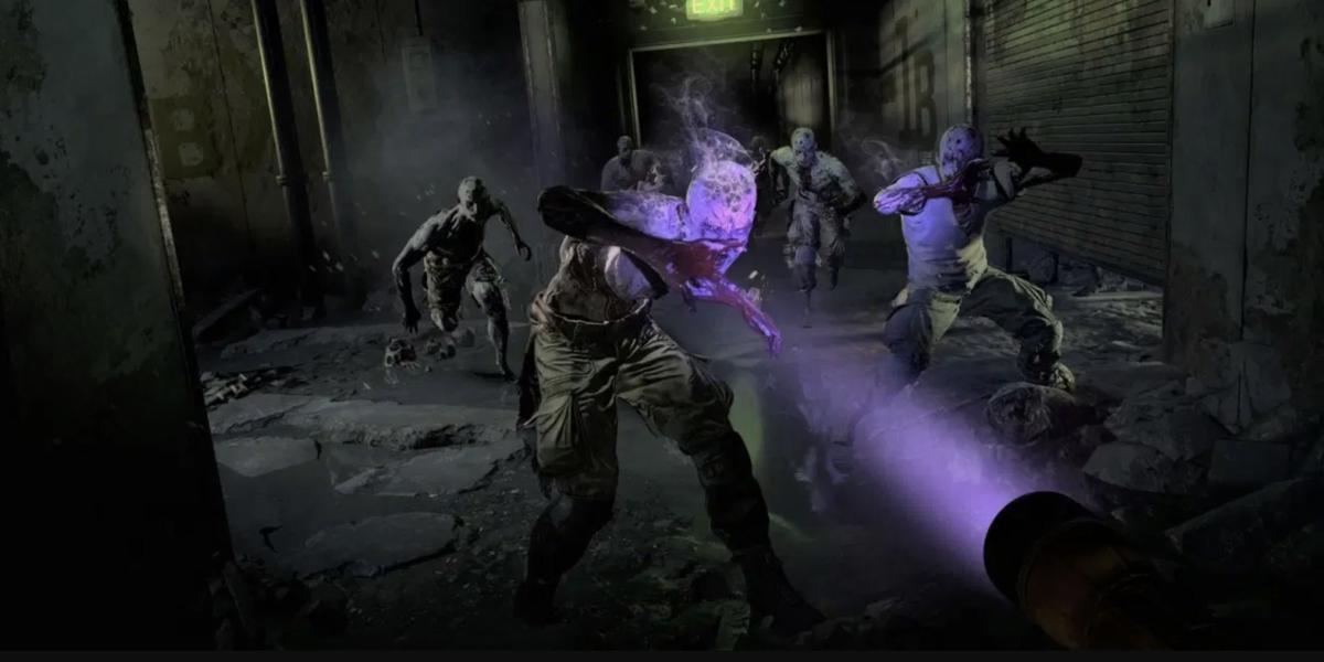 morrendo de luz 2 jogadores usando luz ultravioleta para manter os zumbis afastados