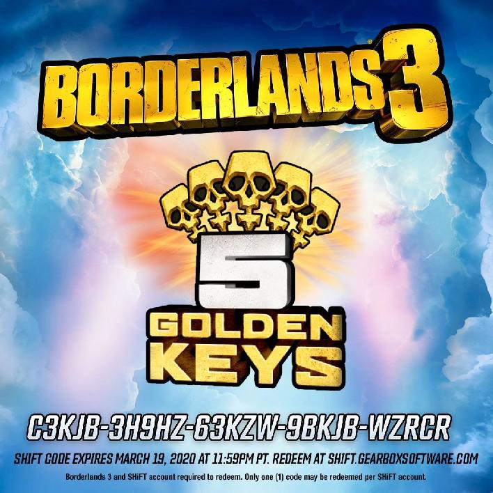 Novo código de turno de Borderlands 3 concede 5 chaves de ouro