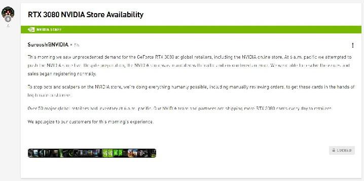 Nvidia pede desculpas pelo lançamento malfeito do RTX 3080