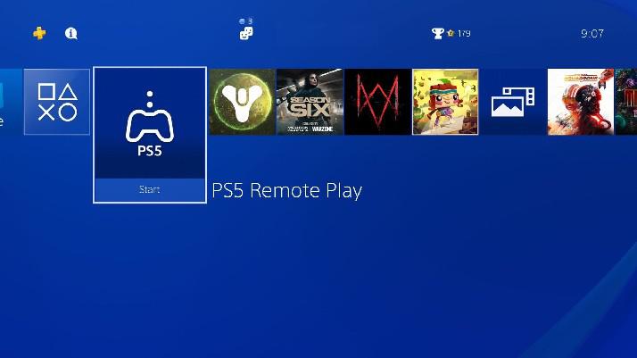O aplicativo PS5 Remote Play aparece nos consoles PS4