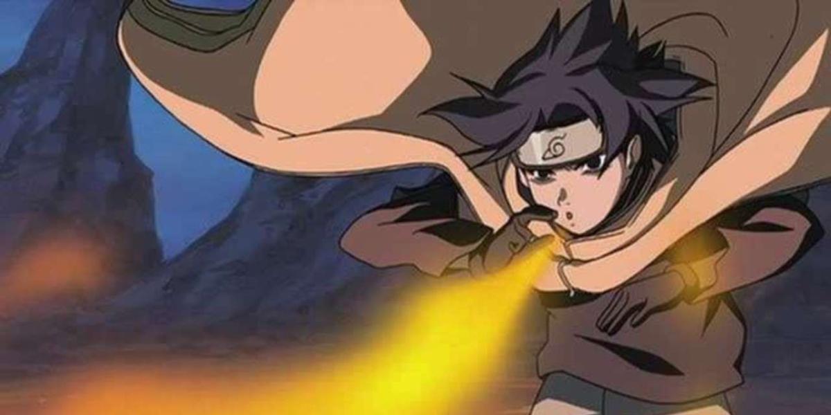 Sasuke usando o Jutsu Bola de Fogo Estilo Fogo em Naruto
