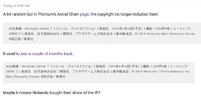 O site japonês da PlatinumGames agora lista a Nintendo como única proprietária do IP da Astral Chain