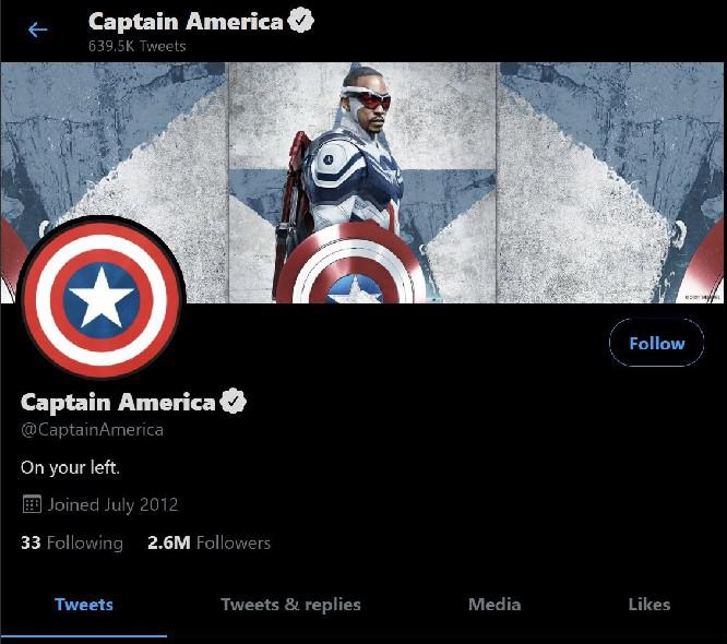 O Twitter do Capitão América agora pertence a Sam Wilson