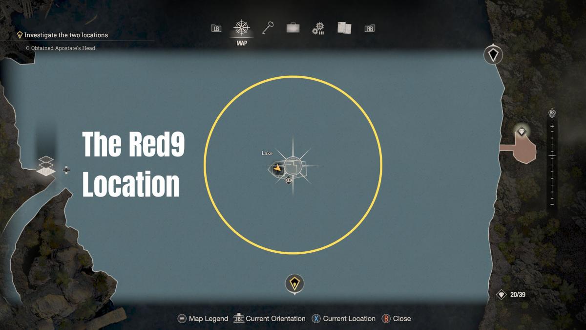 imagem do mapa resident evil 4 remake mostrando a localização da pistola red9.