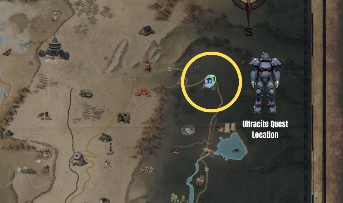 imagem mostrando por onde começar a missão que dá aos jogadores a armadura de poder ultracite.