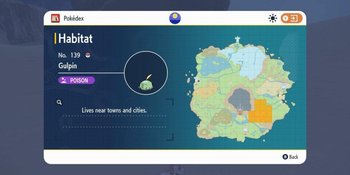 localização violeta escarlate Pokemon gulpin