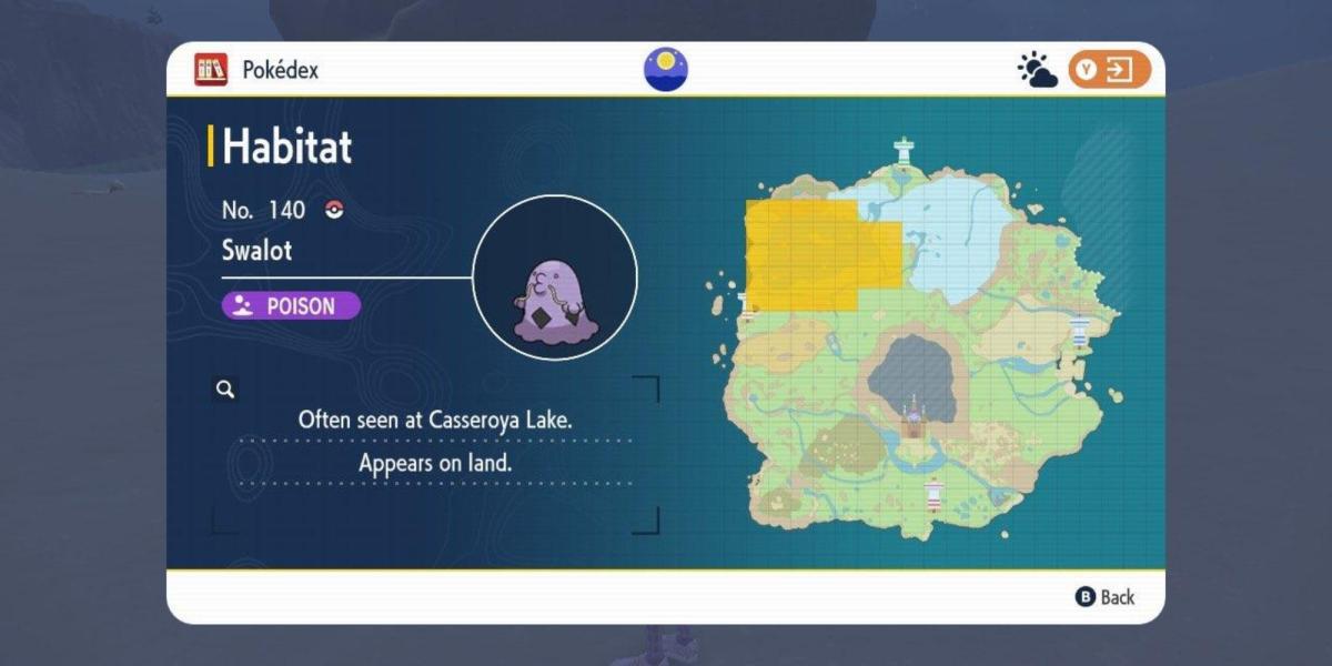 localização violeta escarlate Pokemon swalot