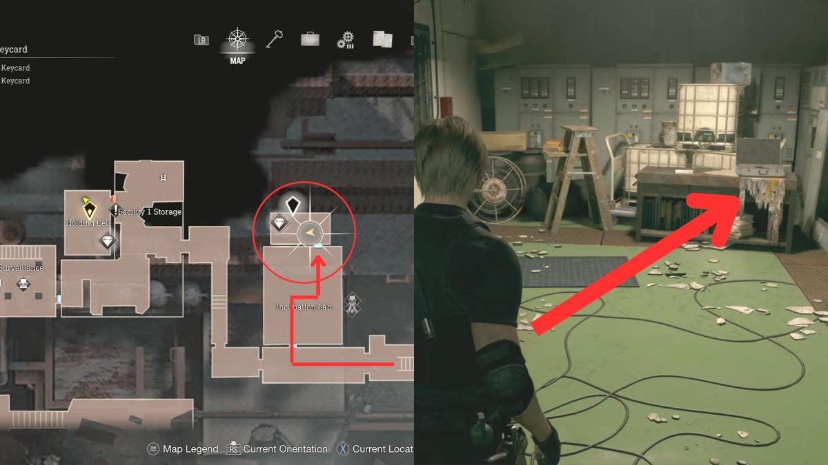 imagem mostrando a localização do biossensor no resident evil 4 remake.