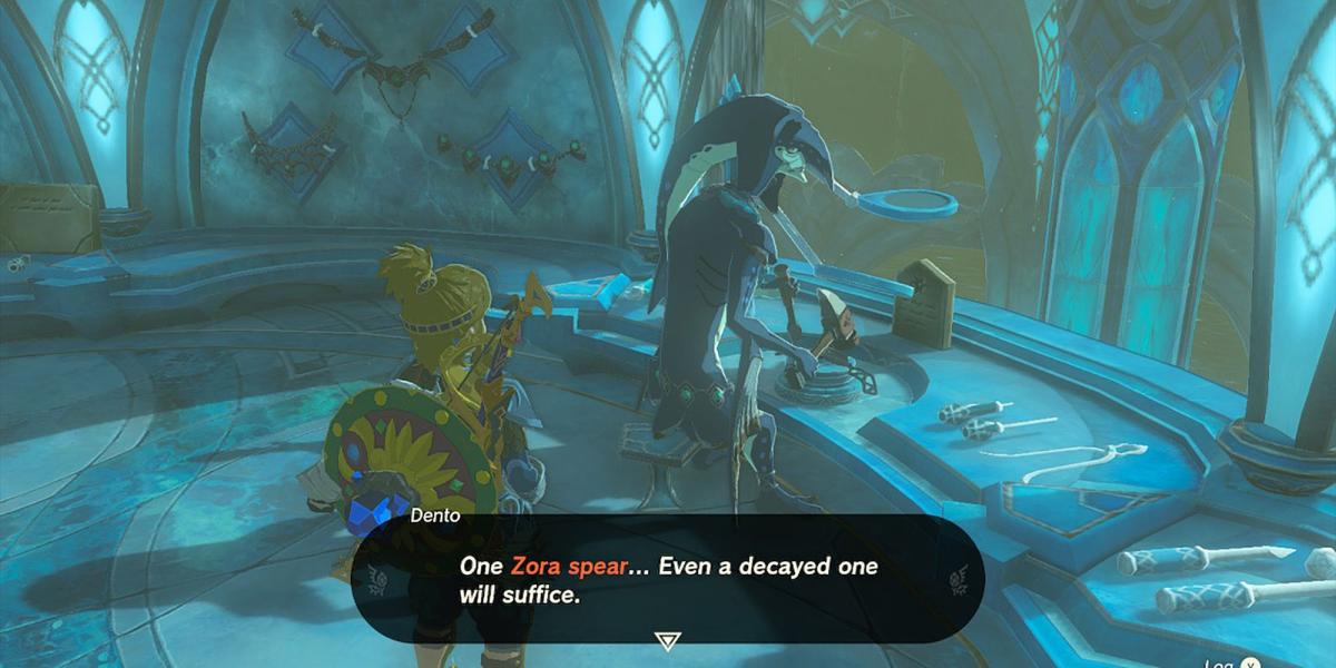 Legend of Zelda Tears of the Kingdom - Dento mencionando que precisará de uma Zora Spear