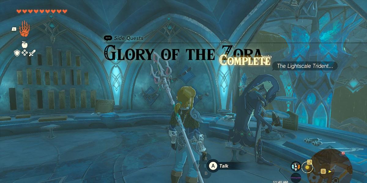 Legend of Zelda Tears of the Kingdom - Completando a Zora Sidequest para construir o Lightscale Trident