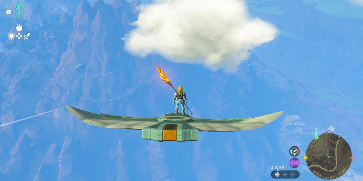 Zelda Tears Of The Kingdom - Usando a asa para voar até a montanha da morte para Rock Octorok