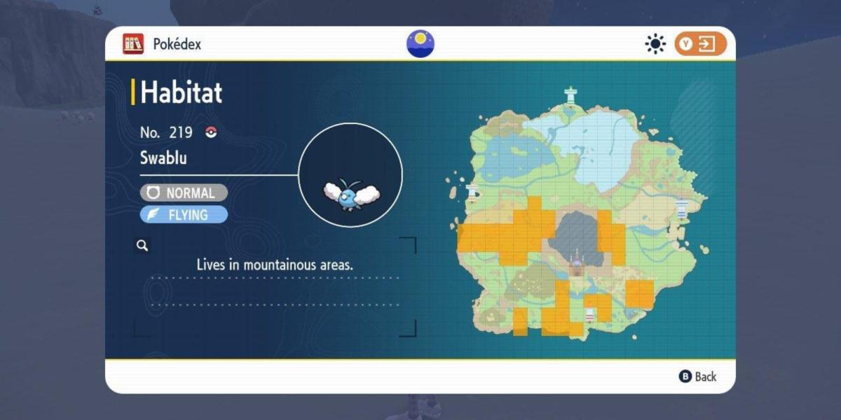 Pokemon violeta escarlate localização swablu