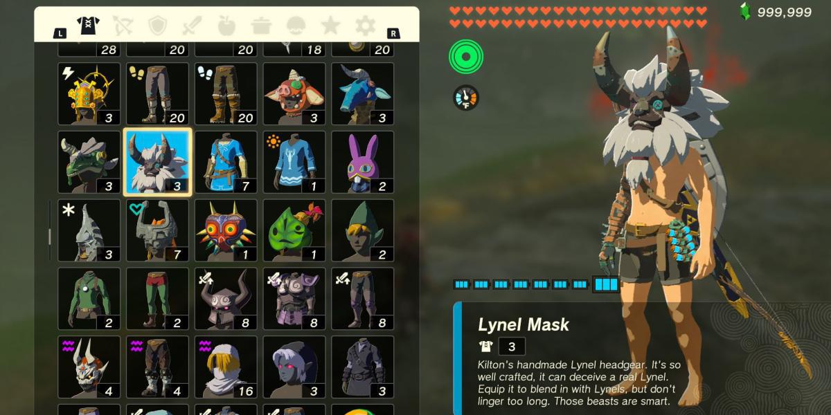 A armadura Lynel Mask em The Legend of Zelda: Tears of the Kingdom