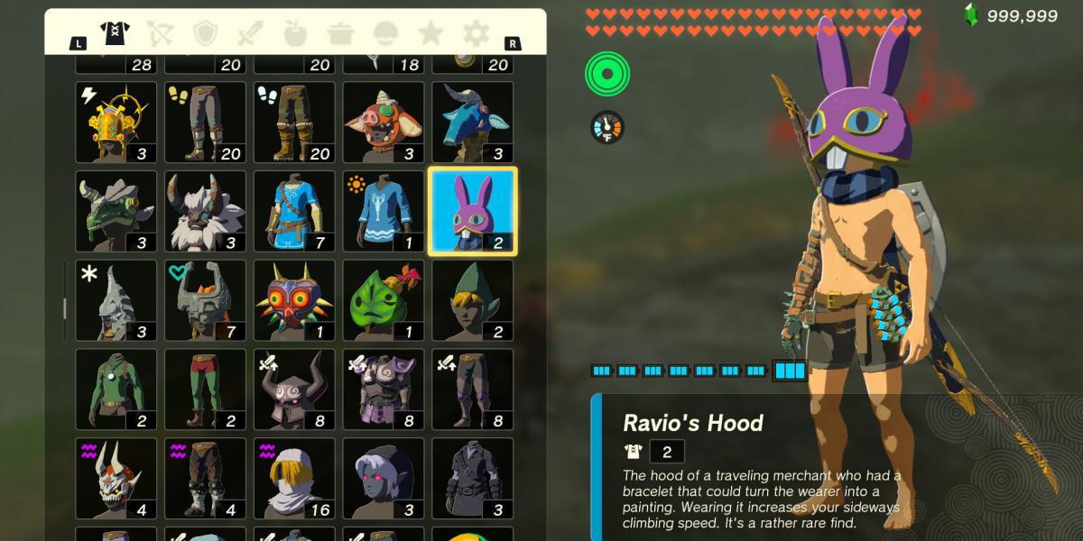 A armadura Capuz do Ravio em The Legend of Zelda: Tears of the Kingdom
