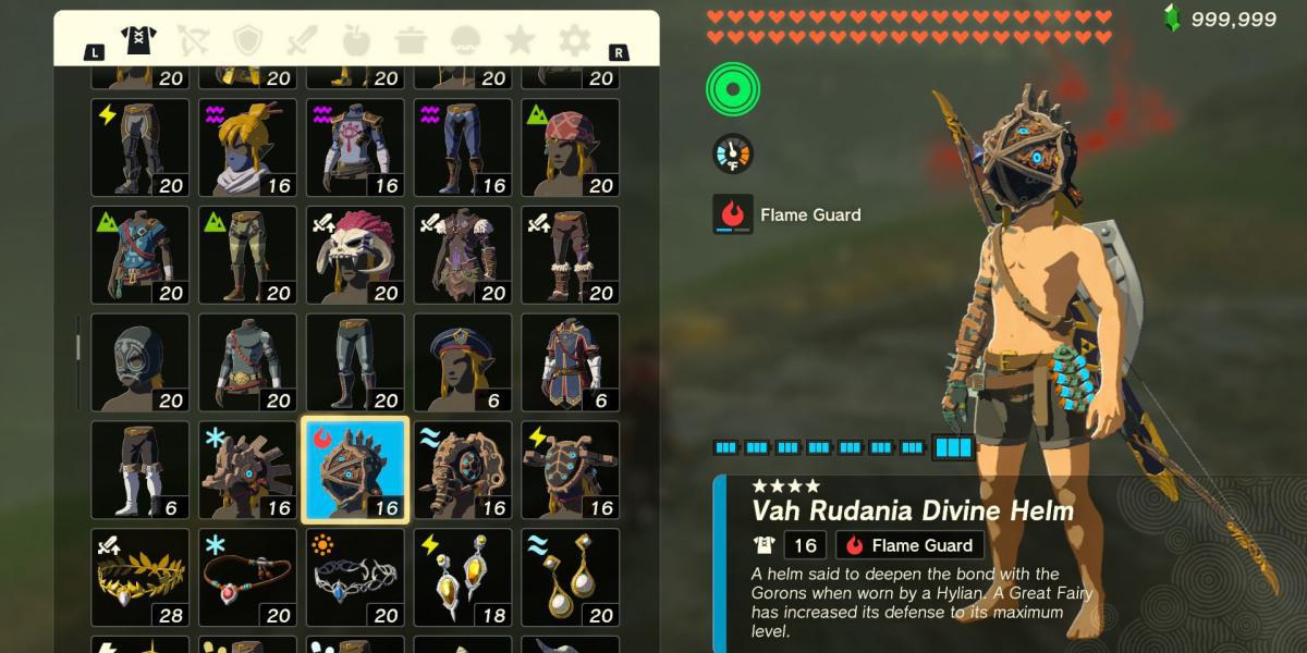A peça de armadura Vah Rudania Divine Helm em The Legend of Zelda: Tears of the Kingdom