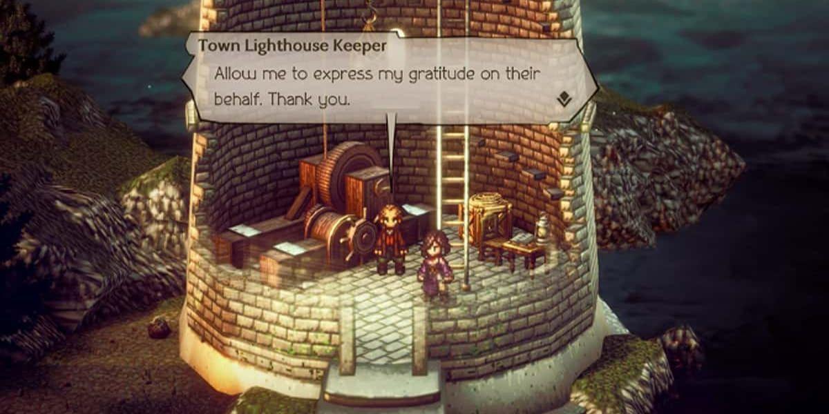 Lighthouse Restoration quest - jogador devolvendo o Aelmorite Reflector