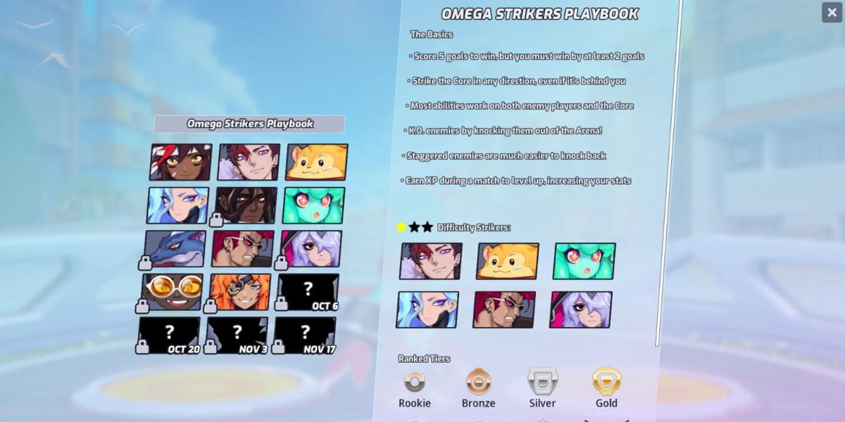 Omega Strikers - Como é o menu Playbook no jogo