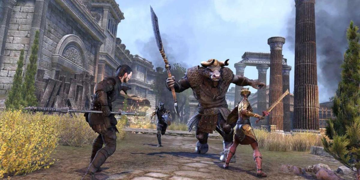 Grupo de luta de minotauros Elder Scrolls Online em Black Drake Villa