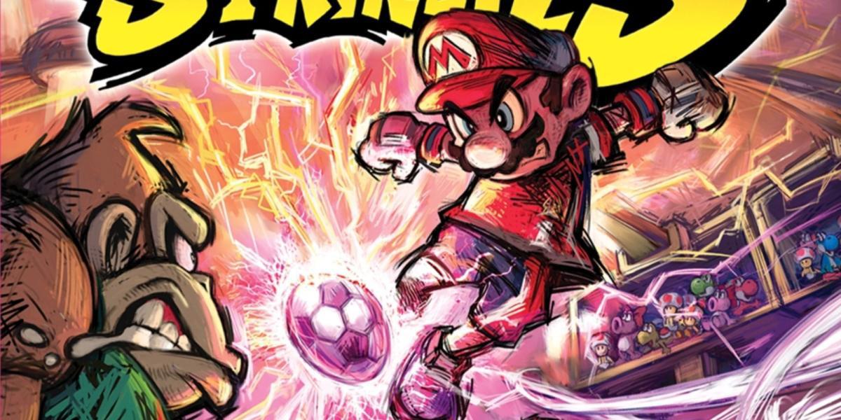 Mario chutando uma bola de futebol em Donkey Kong