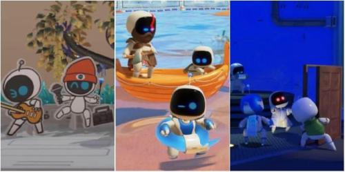 Os 10 melhores jogos de PlayStation referenciados por Astro Bots na sala de jogos do Astro