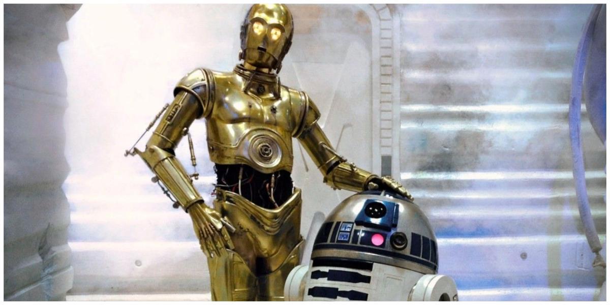 C-3PO e R2D2 em Uma Nova Esperança