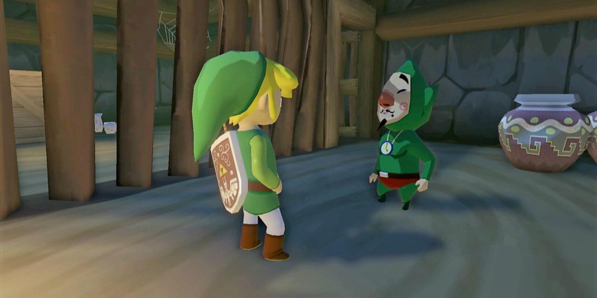Link conversando com Tingle em The Wind Waker