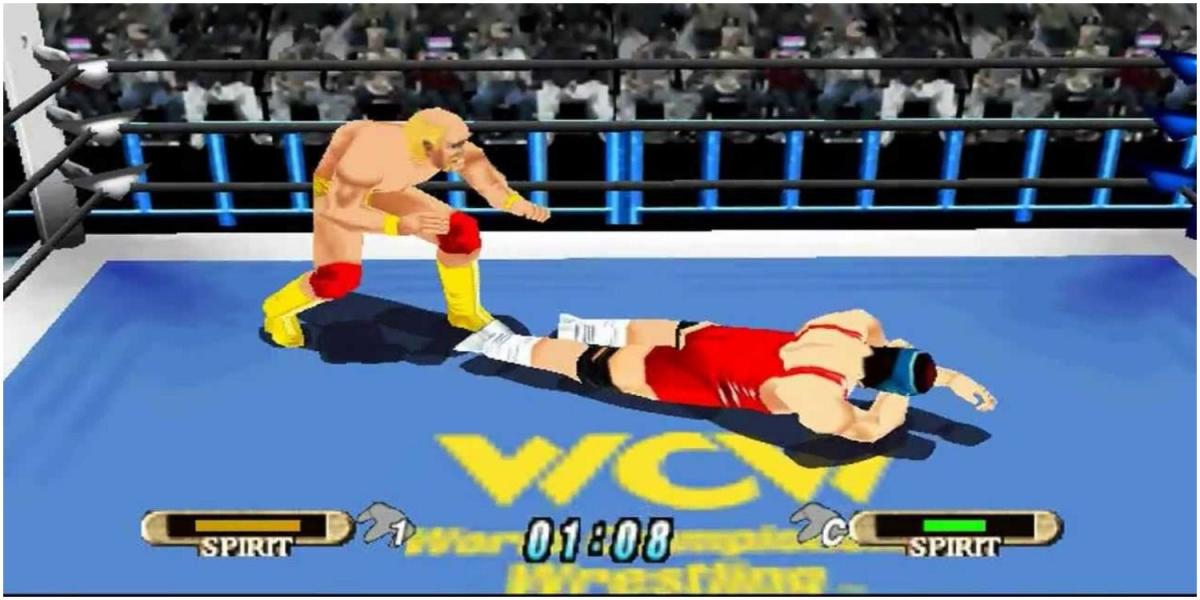 Hulk Hogan ataca as pernas de Rick Steiner