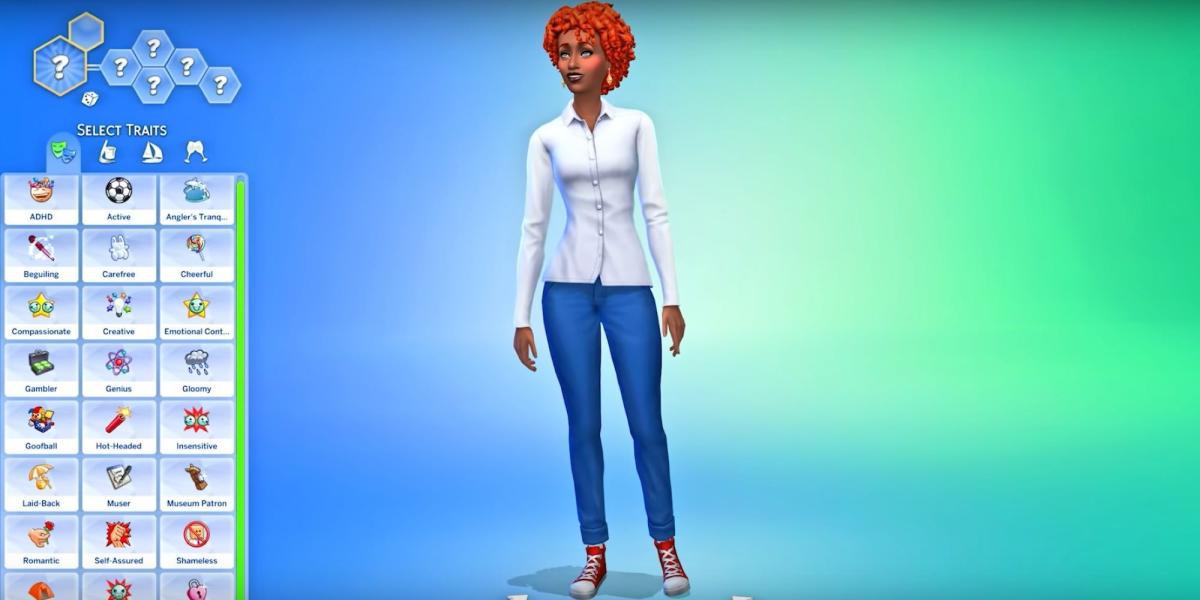 Captura de tela do modo Criar um Sim do The Sims 4.