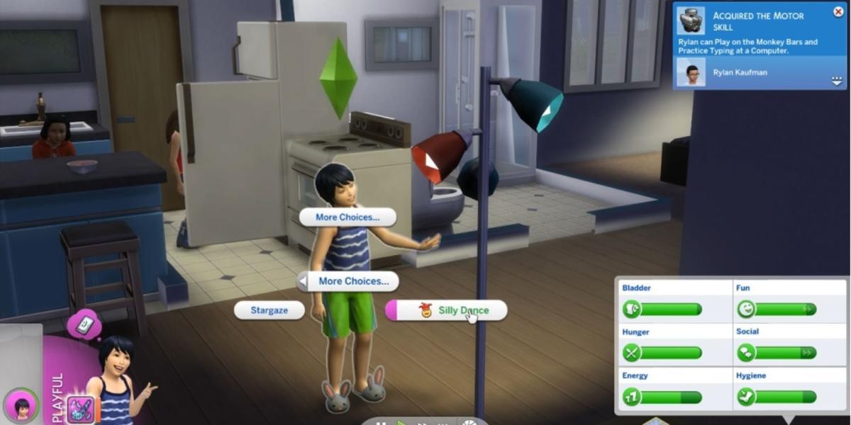 Captura de tela de uma criança no The Sims 4.
