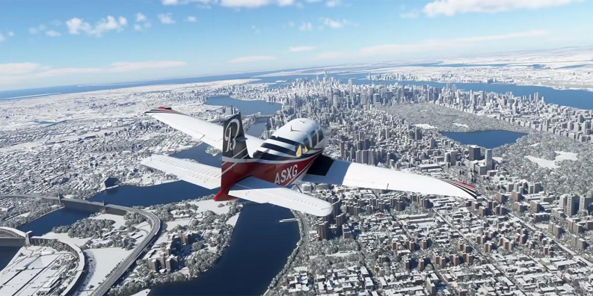 simulador de voo da microsoft nova york neve