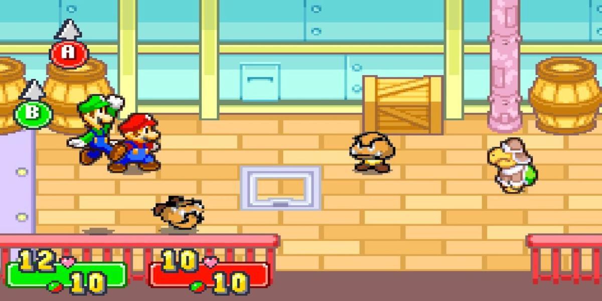 Captura de tela do jogo Mario e Luigi Superstar Saga
