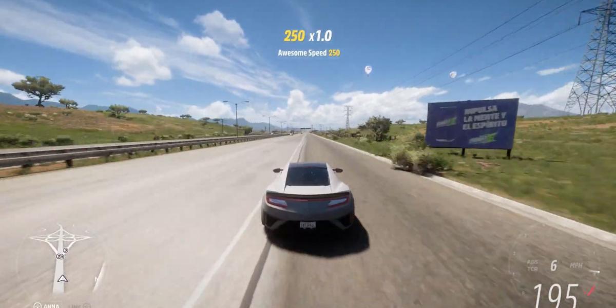 Forza Horizon 5 - Acura NSX - Jogador acelera em alta velocidade para vencer a corrida