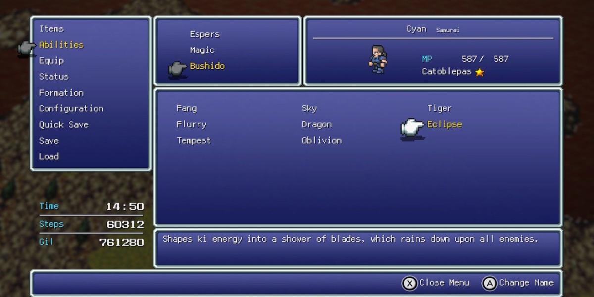 Eclipse, a habilidade de Cyan em Final Fantasy 6