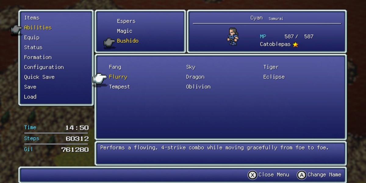 Flurry, a habilidade de Cyan em Final Fantasy 6