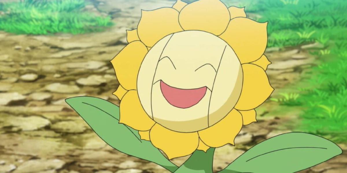 Sunflora sorrindo no anime